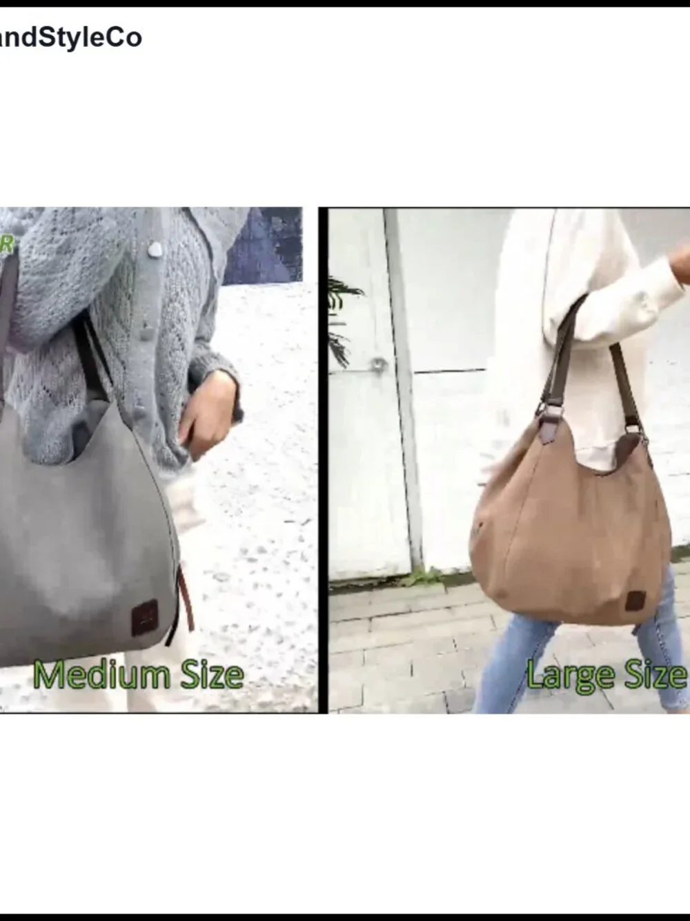 Canvas Hobo Shoulder Bag Multi Pocket Tote Handbag